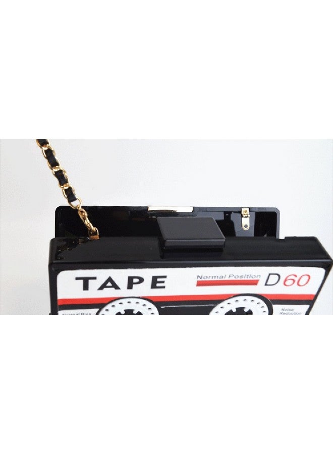 QZUnique Tape Shaped Shoulder Bag Radio Recorder PU Crossbody Bag Women's Retro Evening Bag Handbag Clutch Purse - Image 4