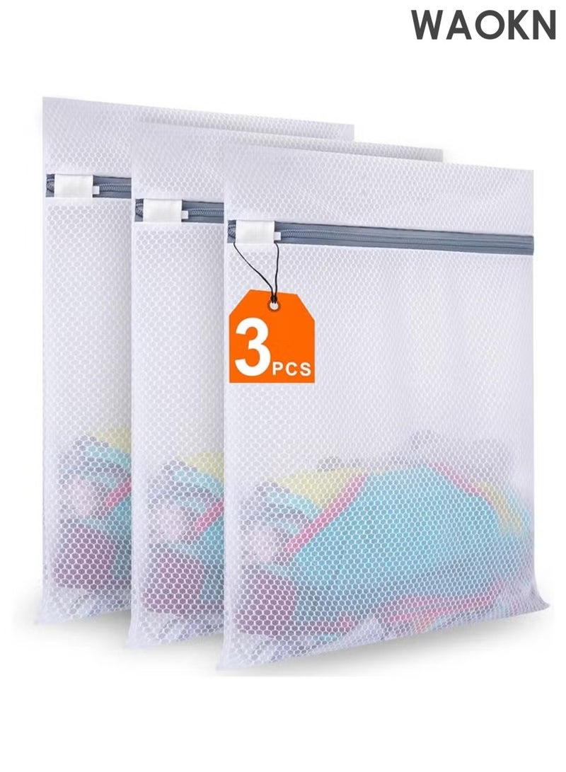 WAOKN 3Pcs Durable Honeycomb Mesh Laundry Bags for Delicates , Durable and sturdy, specifically designed for washing machines, environmentally friendly and reusable ,Can be air dried ,16 x 20 Inches , white. - Image 1