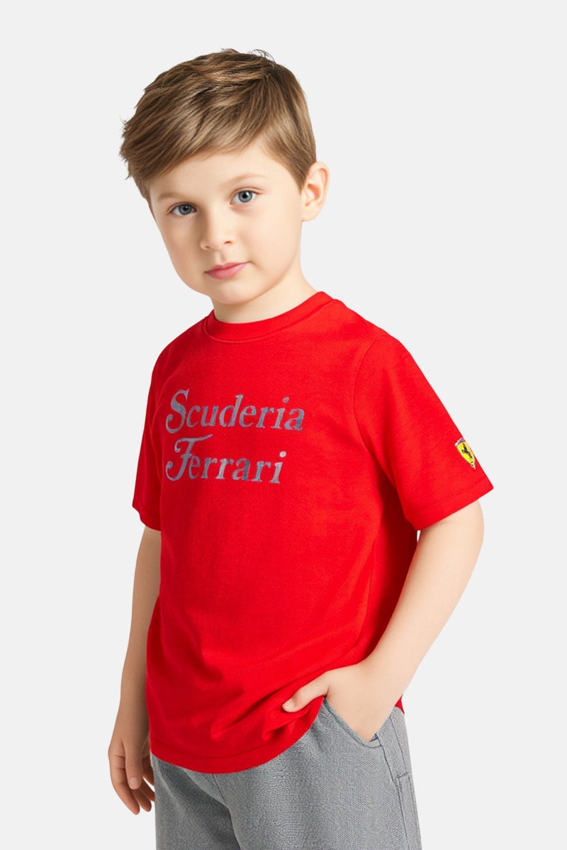 Scuderia Ferrari Toddlers Boy Crew Neck Short Sleeve Outdoor T-Shirt, Red - Image 1