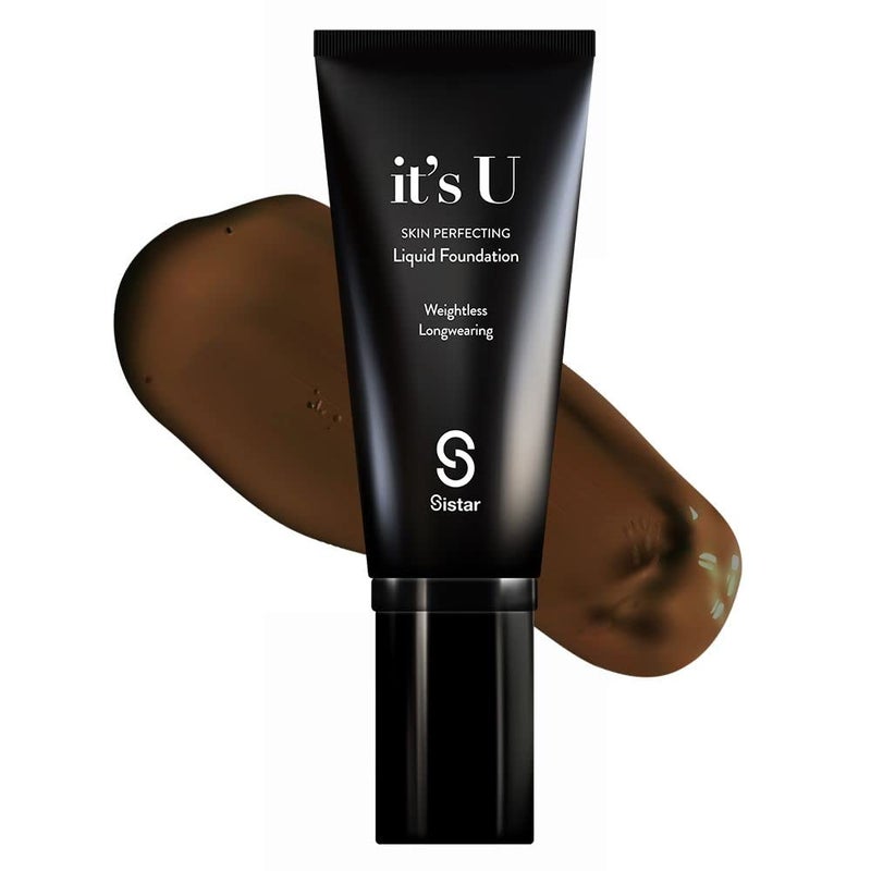 Sistar its U Skin Perfecting Liquid Foundation Medium Coverage Buildable Weightless Longwearing Blendable 35 g 123 oz Deep Espresso