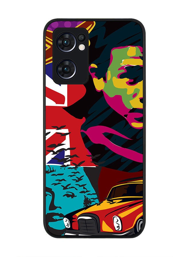 Stylizedd Rugged Black edge case for Oppo Reno7 5G  Slim fit Soft Case Flexible Rubber Edges Anti Drop TPU Gel Thin Cover - Retro Spy - Image 1