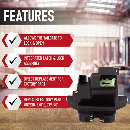 AA Ignition Replacement Tailgate Trunk Latch Lock Actuator - Compatible with Hyundai Elantra 2011, 2012, 2013, 2014, 2015, 2016 - Replaces 81230-3X010, 719-901, 812303X010 - Integrated Liftgate Latch Assembly - Image 2