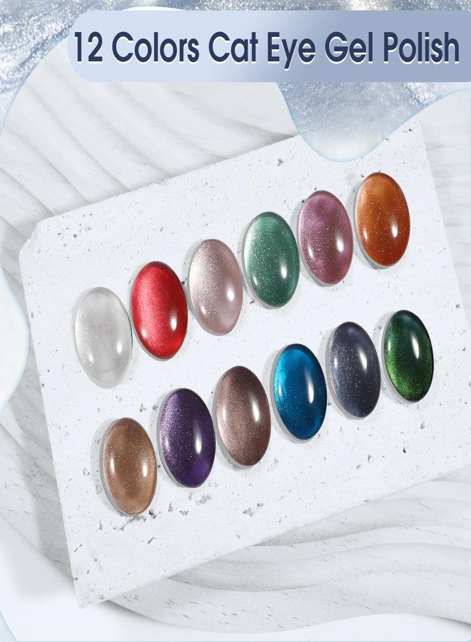 Rosalind طلاء أظافر جل عيون القط من روزاليند - مجموعة 12 لون من طلاء أظافر جل عيون القط مع عصا مغناطيسية وتأثير الماس المتلألئ، مجموعة سهل الإزالة تحت الأشعة فوق البنفسجية، مجموعة فن الأظافر المغناطيسية المتلألئة، هدية للعناية بالأظافر للنساء - Image 5