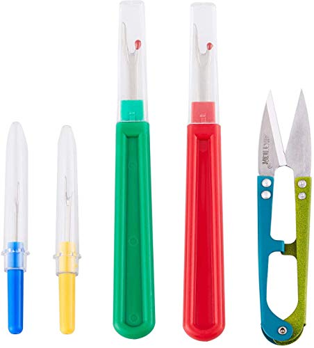 CampTek Seam Ripper and Thread Remover Kit,2 Big and 2 Small Sewing Stitch Thread Unpicker and 1 Sewing Trimming Scissor Nipper Tool for Thread Remove(Multi-Color) - Image 2