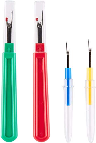 CampTek Seam Ripper and Thread Remover Kit,2 Big and 2 Small Sewing Stitch Thread Unpicker and 1 Sewing Trimming Scissor Nipper Tool for Thread Remove(Multi-Color) - Image 3