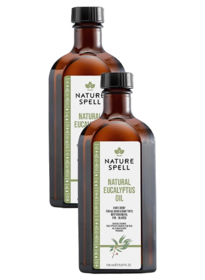 Nature Spell 2 Pieces Natural Eucalyptus Hair And Body Oil For All Hair And Skin Types Evitalising Oil Pre Diluted 150ml - Image 1