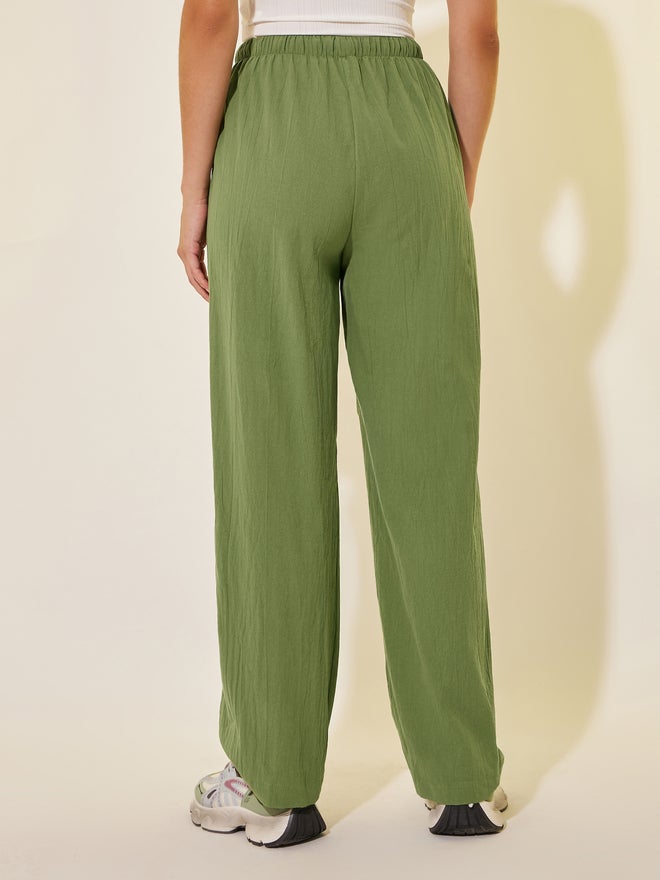 Take Two Take Two Solid Elastic Waistband Straight Pants  - Image 4