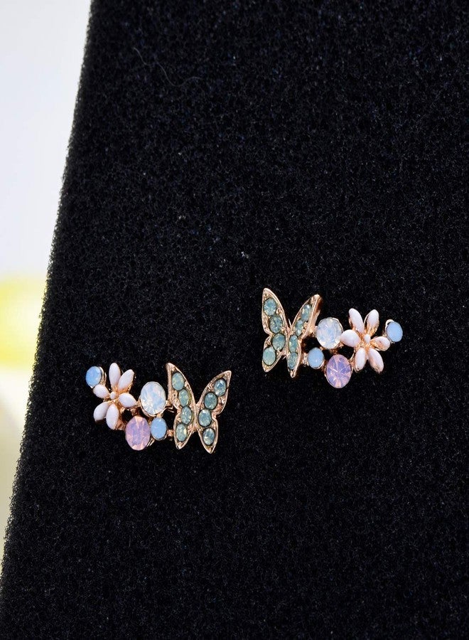 YOQUCOL Clear AB Multiple Colors Austrian Crystal Butterfly Cute Earrings Ear Vine Wrap For Women - Image 4