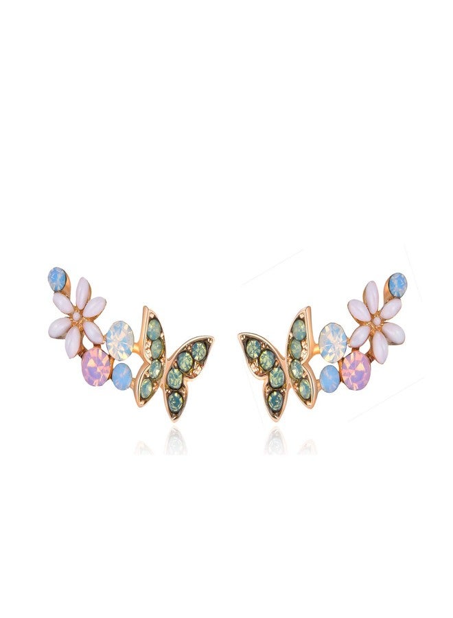 YOQUCOL Clear AB Multiple Colors Austrian Crystal Butterfly Cute Earrings Ear Vine Wrap For Women - Image 1