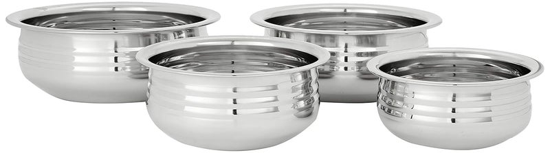 Brand - Solimo Solimo Stainless Steel Urli Set 4 Pieces Solimo White Aluminium Kadhai - Image 2