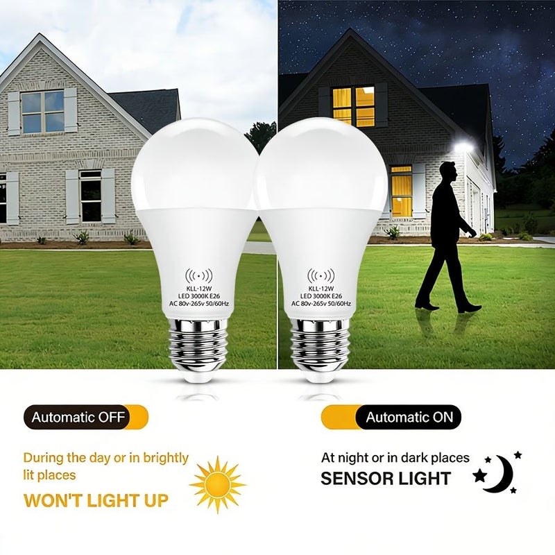 Dusk To Dawn Smart Sensor Bulb 12W A21 Super Bright E26 Automatic Switch Indoor Safety Light Warm White 5 Pack - Image 4