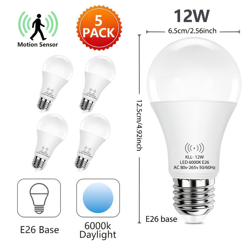 Dusk To Dawn Smart Sensor Bulb 12W A21 Super Bright E26 Automatic Switch Indoor Safety Light Warm White 5 Pack - Image 3