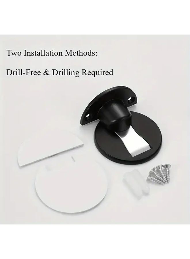 Silvery Magnetic Door Stop Dual Installation Floor And Door Lock No Drilling Needed - Image 3