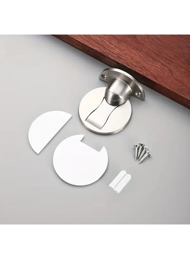 Silvery Magnetic Door Stop Dual Installation Floor And Door Lock No Drilling Needed - Image 5