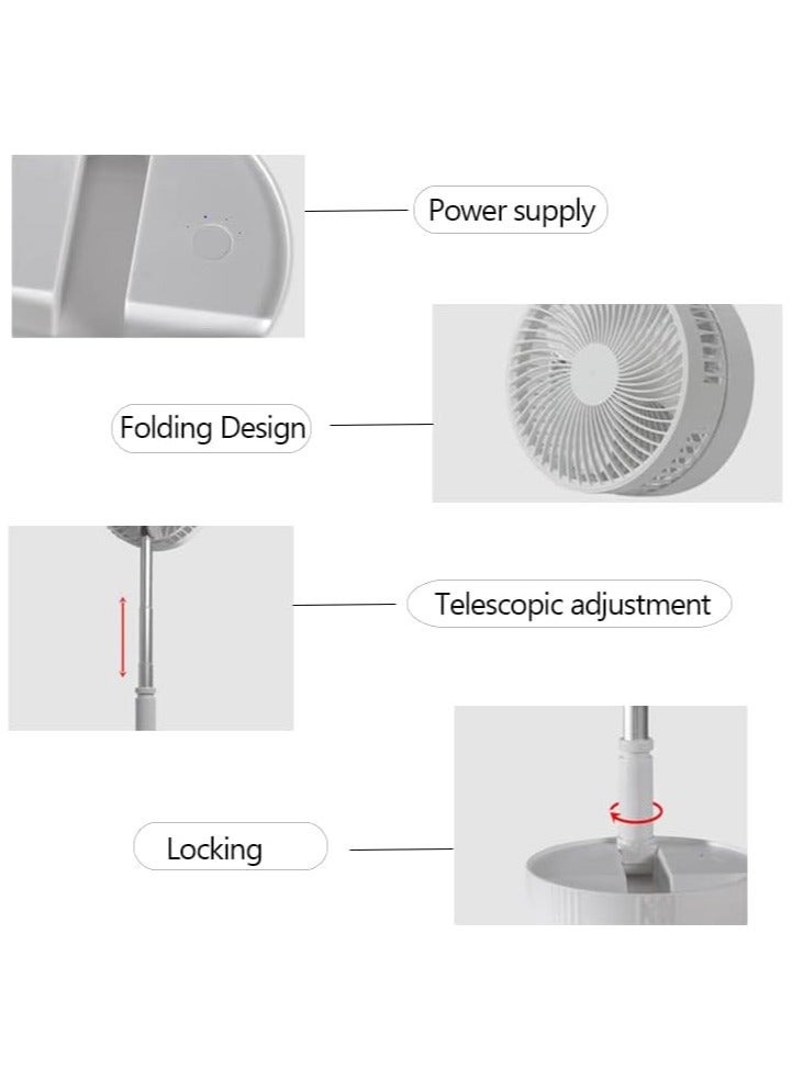 عام مروحة محمولة، مروحة محمولة بالطاقة الشمسية قابلة لإعادة الشحن عبر USB، مروحة قابلة للطي والسحب للوقوف على الأرض في المنزل والهواء الطلق والتخييم مع مكيف هواء ميني. - Image 5