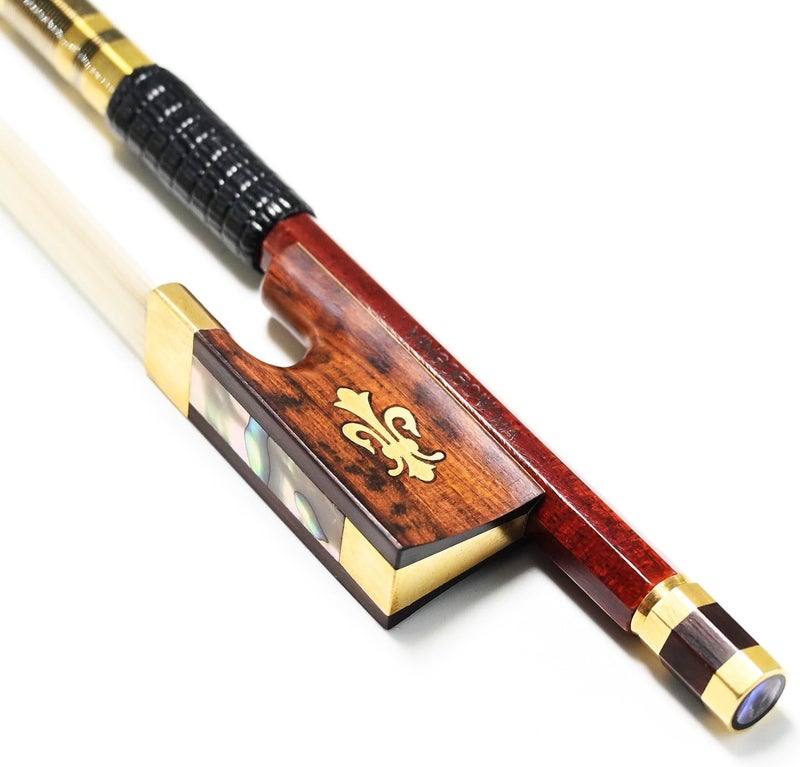 VINGOBOW Carbon Fiber Core Hybrid Peranmbuco Skin Violin Bow 4/4 Size 127V Master Level Fleur-de-lys Snakewood Frog 4 4 Full Straight Premium Natural Horse Hair for Porfessional Player … - Image 1