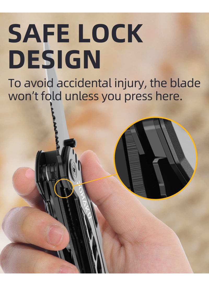Pohaku Pohaku Multitool Knife, Pohaku 13 in 1 Pocket Multitool, Multi Tool with 3" Large Blade, Safety Locking Design, Spring-Action Plier, Durable Nylon Sheath for Outdoor, Camping, Fishing, Survival,Hiking  - Image 3
