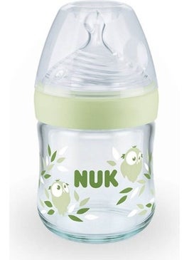 NUK Nature Sense Glass Baby Bottle with Temperature Indicator 120 ml Green  - Image 1