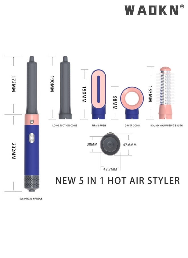 WAOKN - 5 in 1 Hair Dryer Brush Negative Ionic Detachable Hair Dryer Styler Air Culer Wand Hair Straightener Brush Blow Wet and Dry Negative Curling Iron Straightener Brush Household Multiple Hair Styles - Image 1