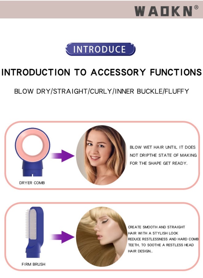 WAOKN - 5 in 1 Hair Dryer Brush Negative Ionic Detachable Hair Dryer Styler Air Culer Wand Hair Straightener Brush Blow Wet and Dry Negative Curling Iron Straightener Brush Household Multiple Hair Styles - Image 1
