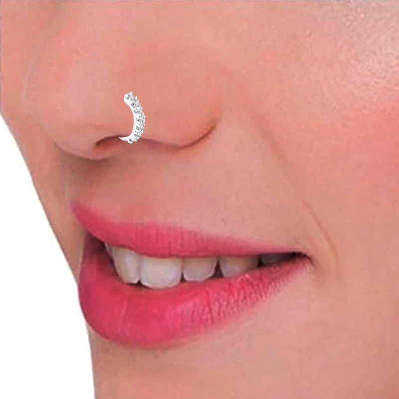 Mahi Combo of Simple and Elegant Non Piercing Nose Ring with Cubic Zirconia Stones for Women (PACO1104867PR) - Image 4