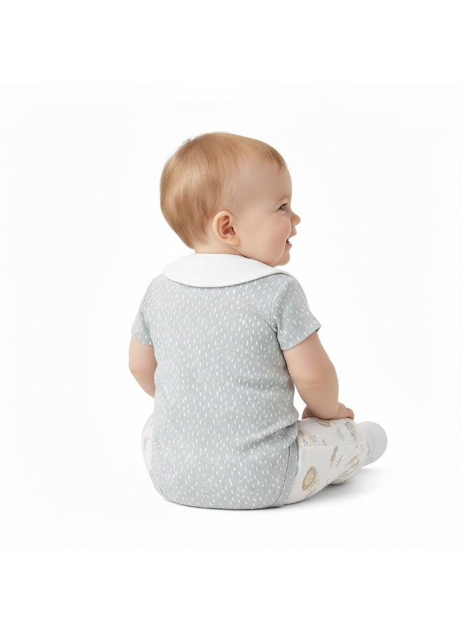 Bambimici Baby Grey Cotton Bodysuit & Pants Set with Hat – 3-Piece Newborn Outfit - Image 3