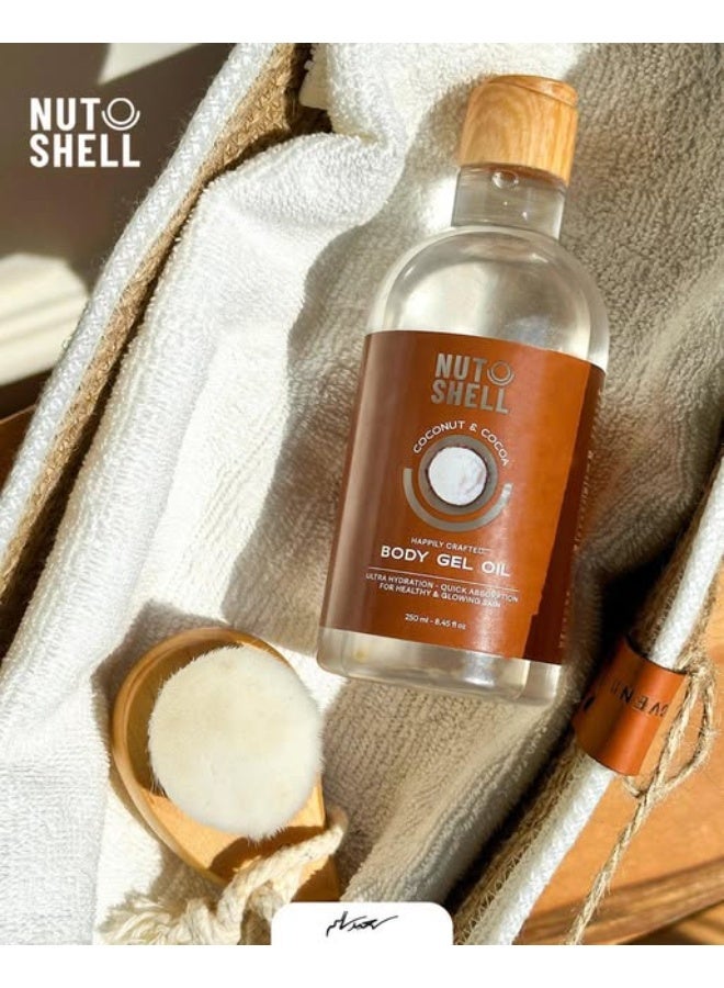 NUTSHELL Natsheel Body Gel Oil Coconut & Cocoa – 250 ml – Intense Hydration & Long-Lasting Natural Glow - Image 2