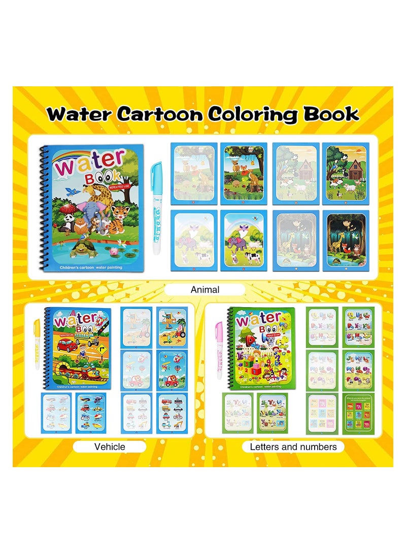 مجموعة كتاب تلوين مائي سحري للأطفال - رسم قابل للاستخدام مرة أخرى مع حيوانات كرتونية وأبجدية، هدية مثالية للأطفال الصغار، نشاط دودة ممتع (3 عبوات) - Image 5