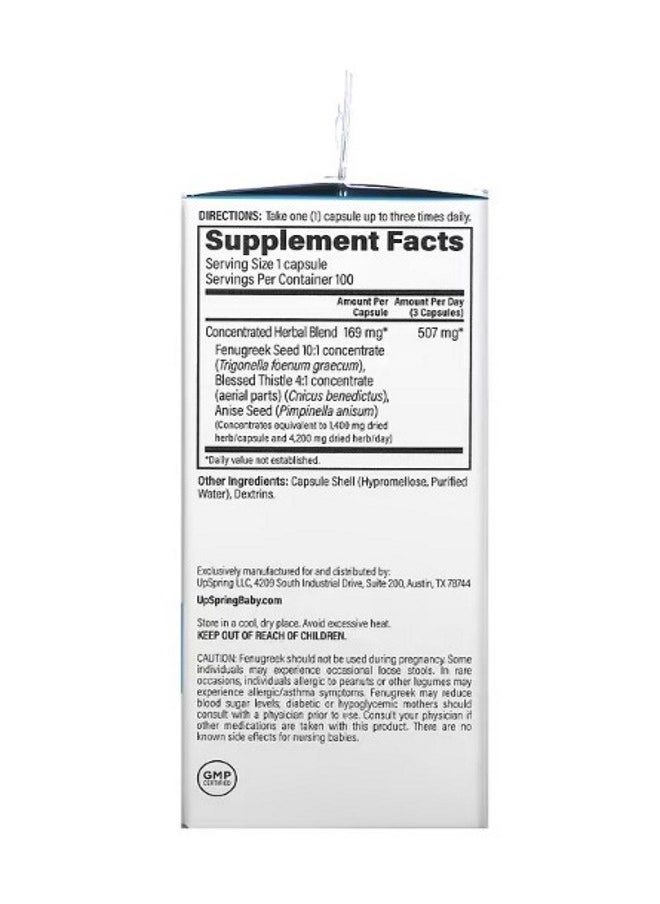 UpSpring - Milkflow Fenugreek  Blessed Thistle 100 Vegetarian Capsules - Image 1