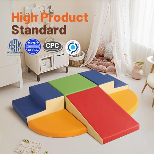 TODIBY 6Piece Soft PU Leather Toddlers Climbing Toys Baby Foam Climbing Blocks for Toddlers Foam Play Gym Climber Structures for Toddler 3 Indoor Climb and Crawl Activity Play Set - Image 5