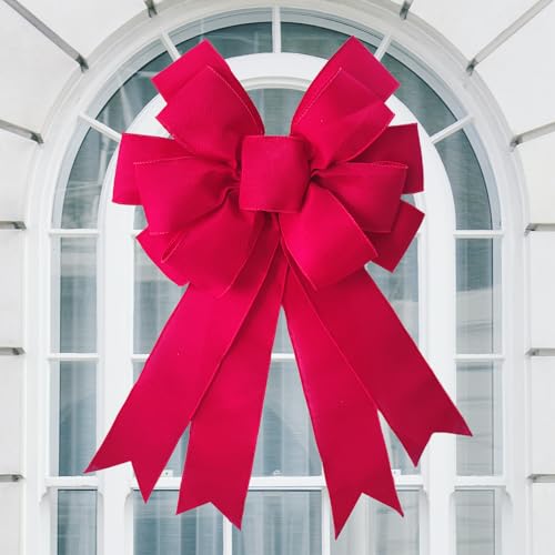 Voeveca Large Fall Bow Wreath Thanksgiving Decor Buffalo Bows for Indoor Outdoor Orange Wreath Holiday Fall Decorations and All Kinds of Holiday Backdrops Decorations 1 Red - Image 1