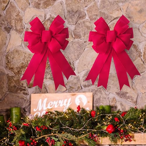 Voeveca Large Fall Bow Wreath Thanksgiving Decor Buffalo Bows for Indoor Outdoor Orange Wreath Holiday Fall Decorations and All Kinds of Holiday Backdrops Decorations 1 Red - Image 3