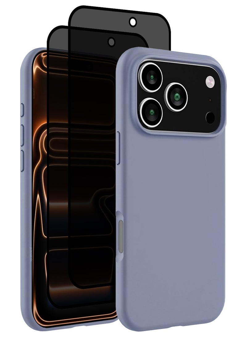 CATANES 3 Packs Silicone Protective Phone Case for iPhone 17 Pro Max - Soft Anti-Scratch Microfiber Lining Ultra Slim Drop Protection Phone Cover with Two Privacy Screen Protectors - Pastel Purple - Image 1