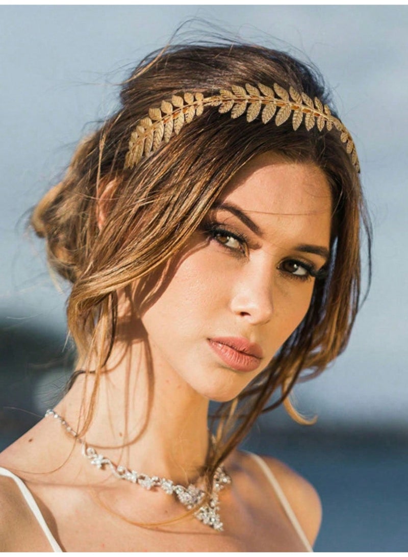 SHEIN 1 pcs Metal 3D Leaf Shape Hair Clip, Golden Hair Hoop Suitable For Bride, Parties, Festivals Hair, Hair Accessory, - Image 1