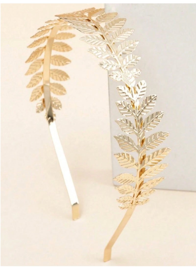 SHEIN 1 pcs Metal 3D Leaf Shape Hair Clip, Golden Hair Hoop Suitable For Bride, Parties, Festivals Hair, Hair Accessory, - Image 4