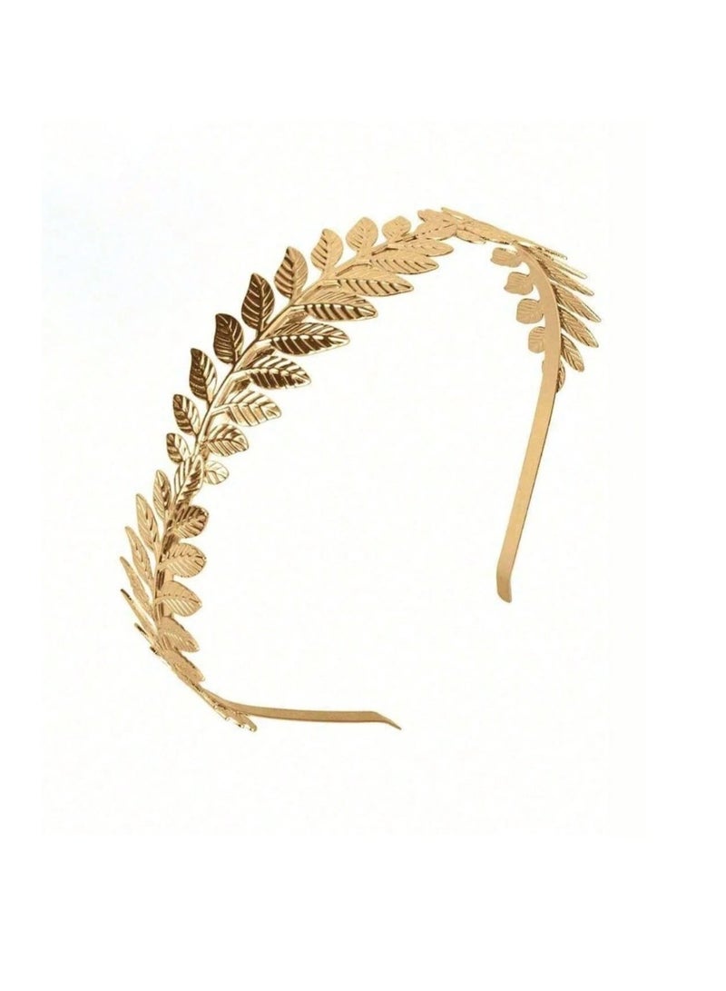SHEIN 1 pcs Metal 3D Leaf Shape Hair Clip, Golden Hair Hoop Suitable For Bride, Parties, Festivals Hair, Hair Accessory, - Image 3