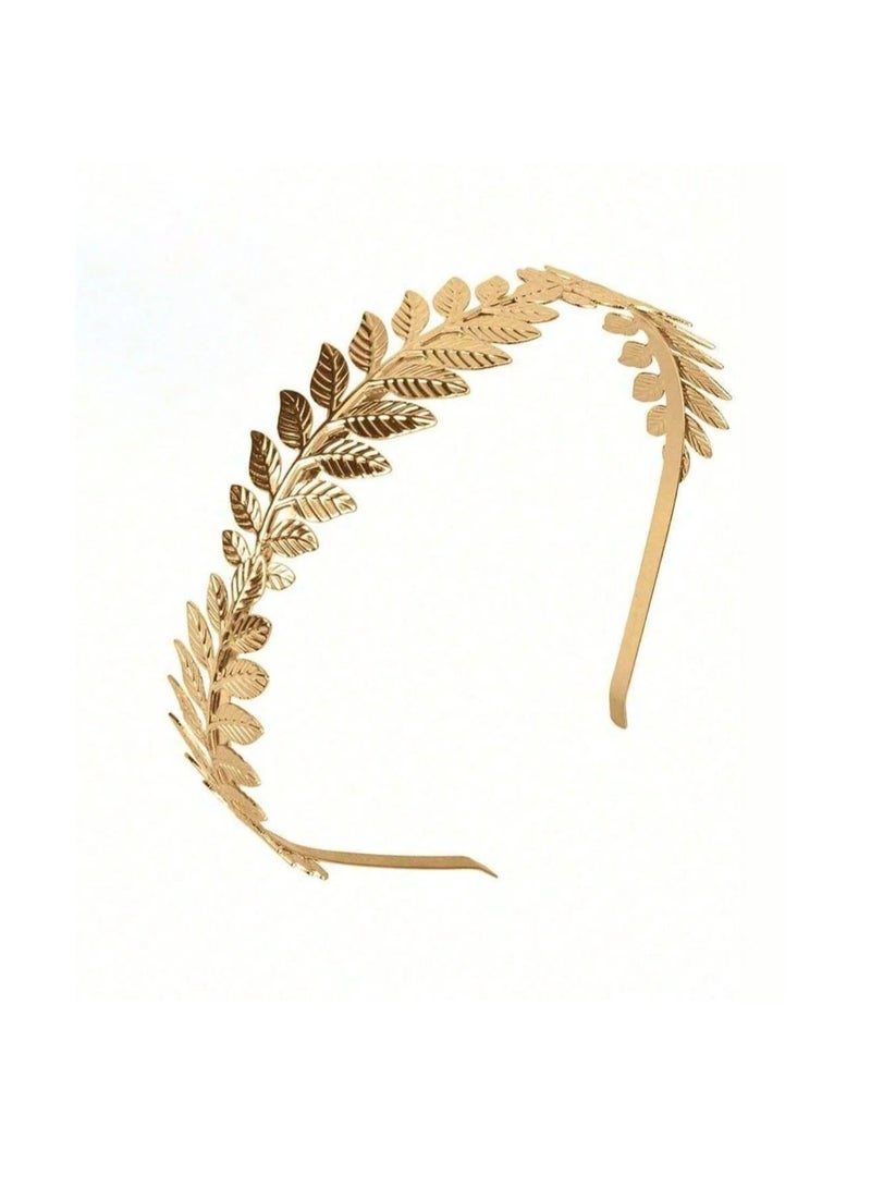SHEIN 1 pcs Metal 3D Leaf Shape Hair Clip, Golden Hair Hoop Suitable For Bride, Parties, Festivals Hair, Hair Accessory, - Image 2