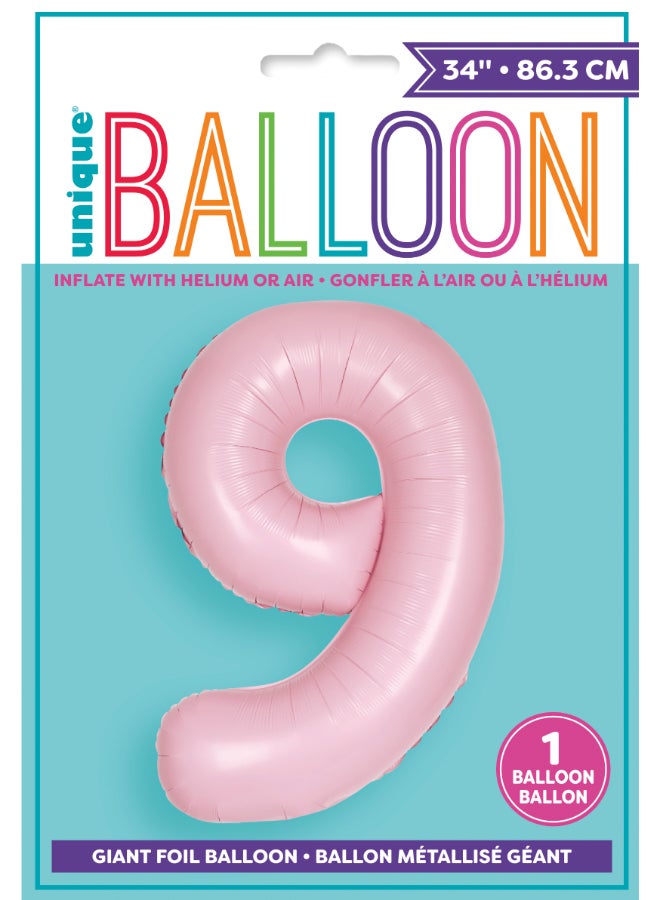 يونيك بالون وردي جميل غير لامع رقم 9 مقاس 34 بوصة - Image 2