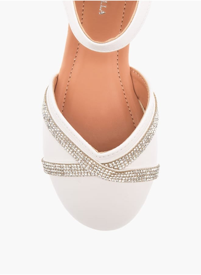 Flora Bella By Shoexpress Girls Embellished Ballerina Shoes with Hook and Loop Closure Ramadan Collection  - Image 3