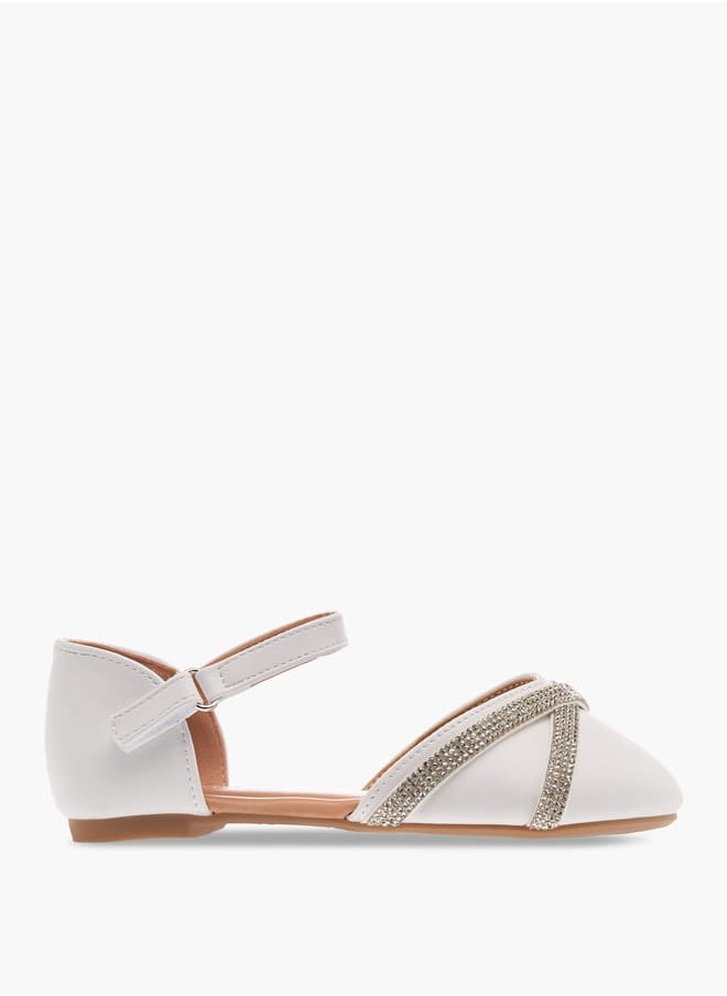Flora Bella By Shoexpress Girls Embellished Ballerina Shoes with Hook and Loop Closure Ramadan Collection  - Image 2