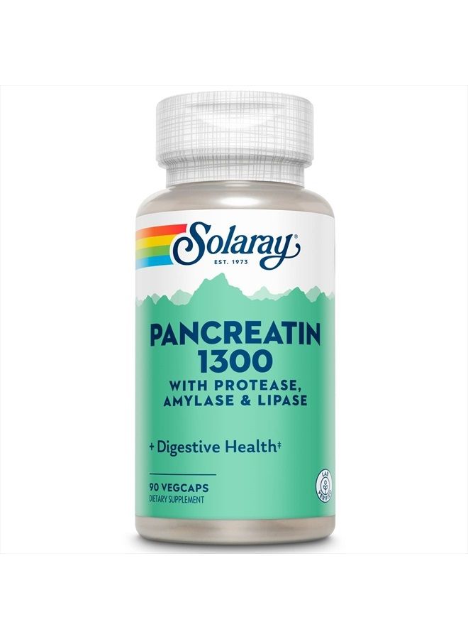 SOLARAY Pancreatin 1300 | Pancreatic Digestive Enzymes Plus Papaya for Healthy Digestion Support | 90 VegCaps, 90 Serv. - Image 1