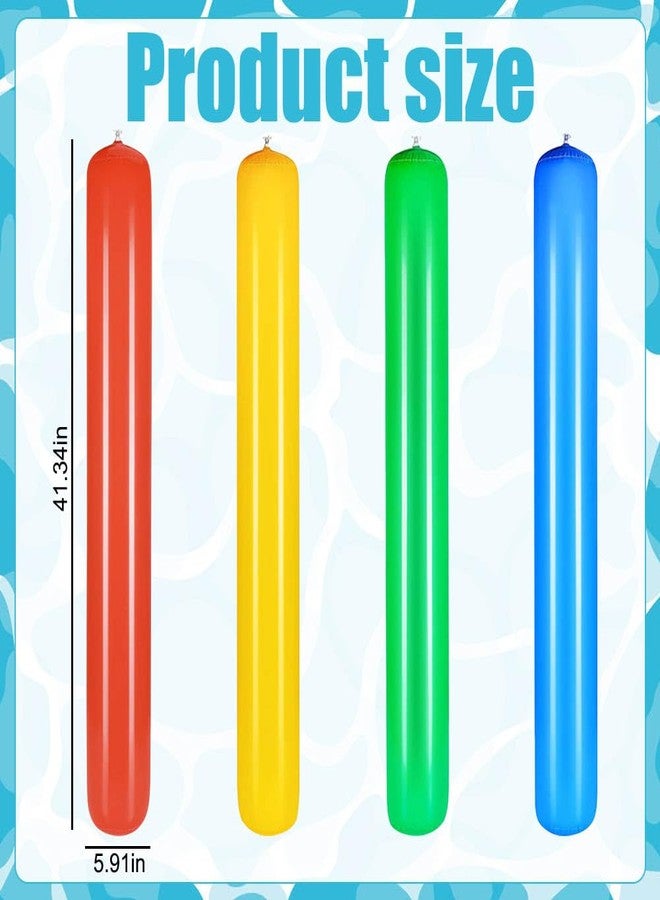 ZUYYON 4 Pcs Pool Inflatable Sticks 41.3 Inch Inflatable Pool Noodles Colorful PVC Outdoor Water Games Toy Pool Float Stick Noodles for Swimming Pools Adults Beach Lake Party - Image 2