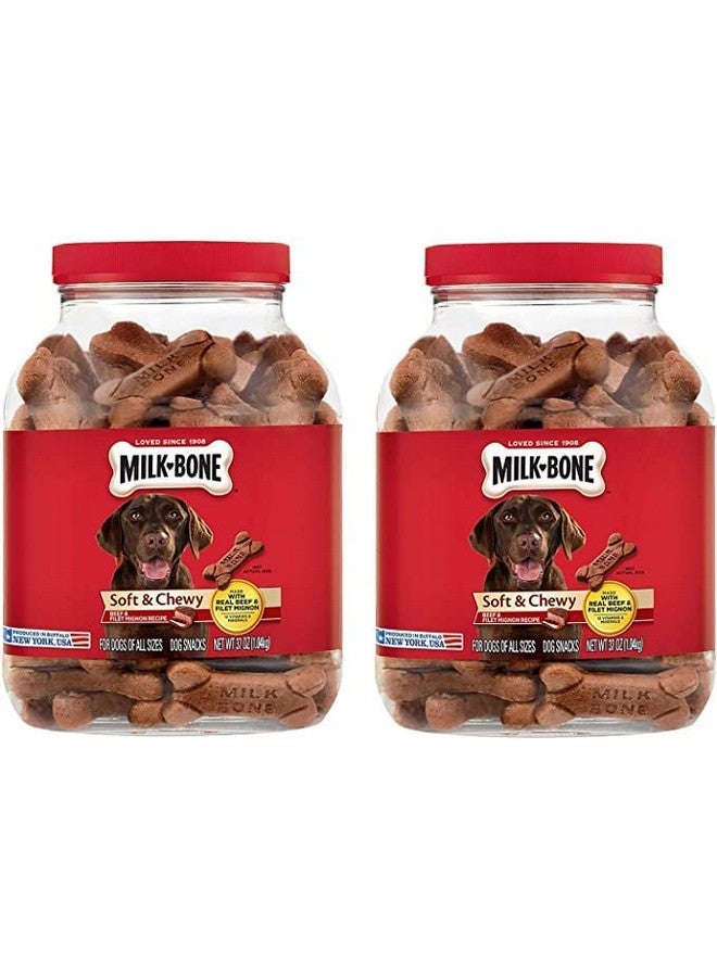 MILK-BONE E Soft & Chewy Dog Snacks (Beef & Filet Mignon Recipe) 37Oz (2Pack (37Oz)) 