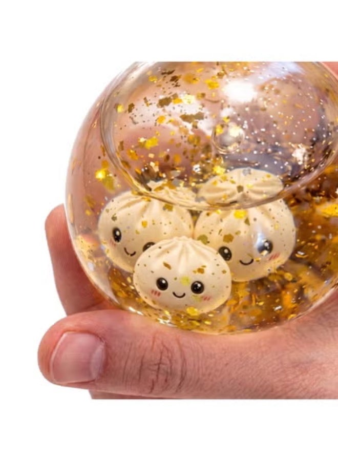 Clear Glitter Water Ball Squishy Toy With Cute Dumpling Charms, Stress Relief Fidget Squeeze Toy, Portable Hand Sensory Toy, Gift For Kids Adults - Image 1