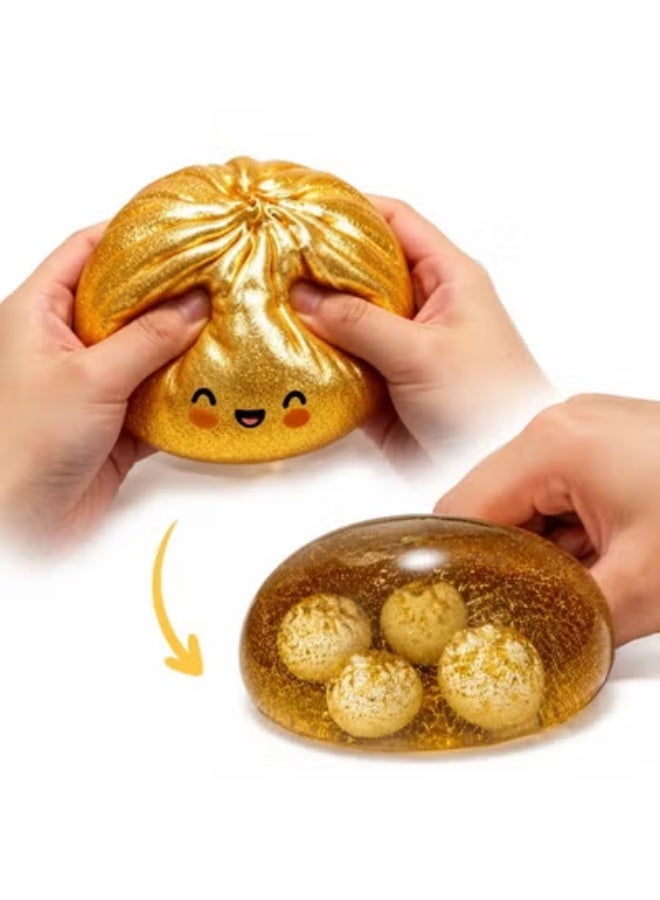 Clear Glitter Water Ball Squishy Toy With Cute Dumpling Charms, Stress Relief Fidget Squeeze Toy, Portable Hand Sensory Toy, Gift For Kids Adults - Image 3