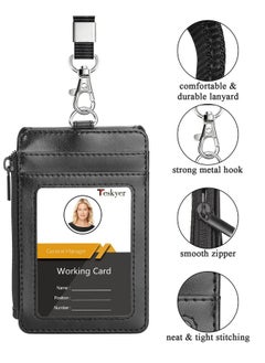 Badge Holder With Side Zip Pocket, Multiple Card Slots Leather Id Holder Wallet With Neck Lanyard For Office Staffs, Teachers/Students, Couriers, Workers, Black - pzsku/ZF7A59330AA458956D398Z/45/_/1735214569/99188c6d-b985-49ec-bf73-11f9ede7aabd