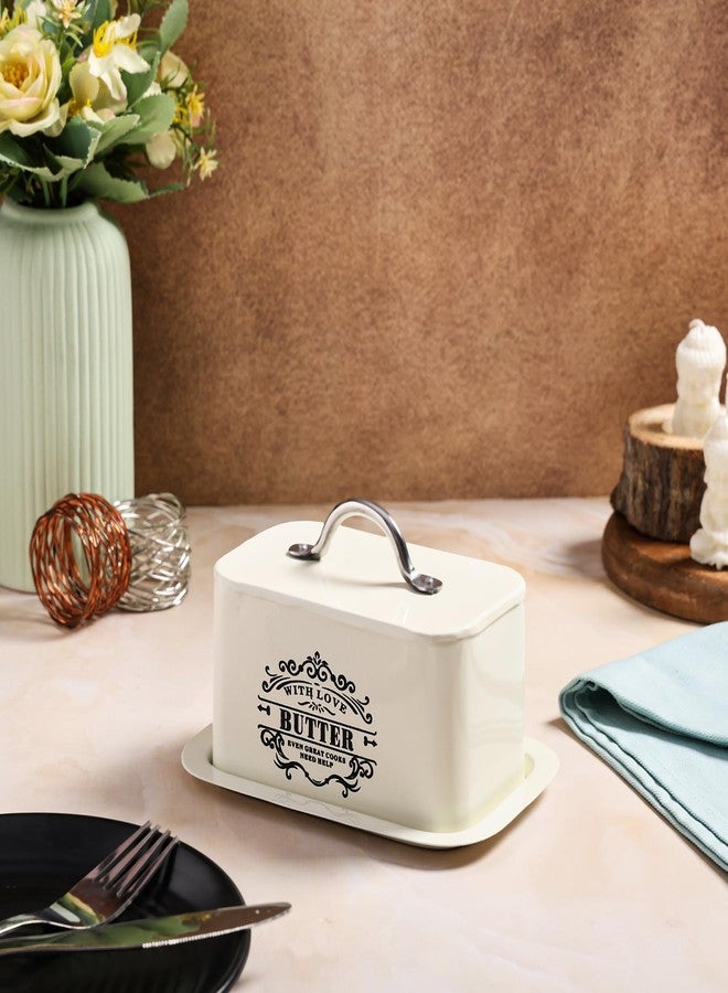 True Decor Butter Storage Box for Fridge with Lid Butter Dishes Box Butter Box 500 gm Container (Off White) - Image 1