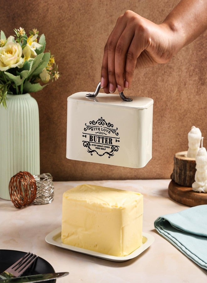 True Decor Butter Storage Box for Fridge with Lid Butter Dishes Box Butter Box 500 gm Container (Off White) - Image 4