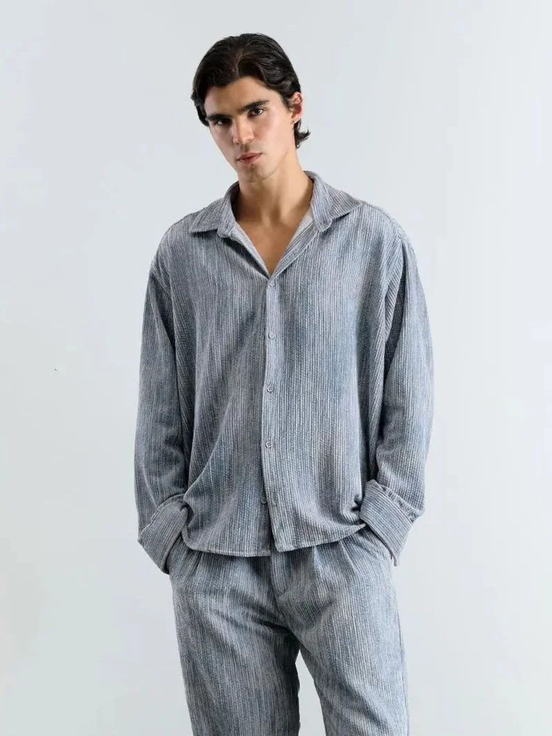 GIESTO Oversized Velvet Shirt