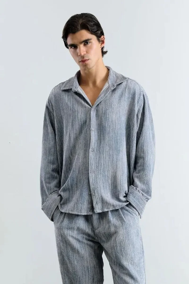 GIESTO Oversized Velvet Shirt